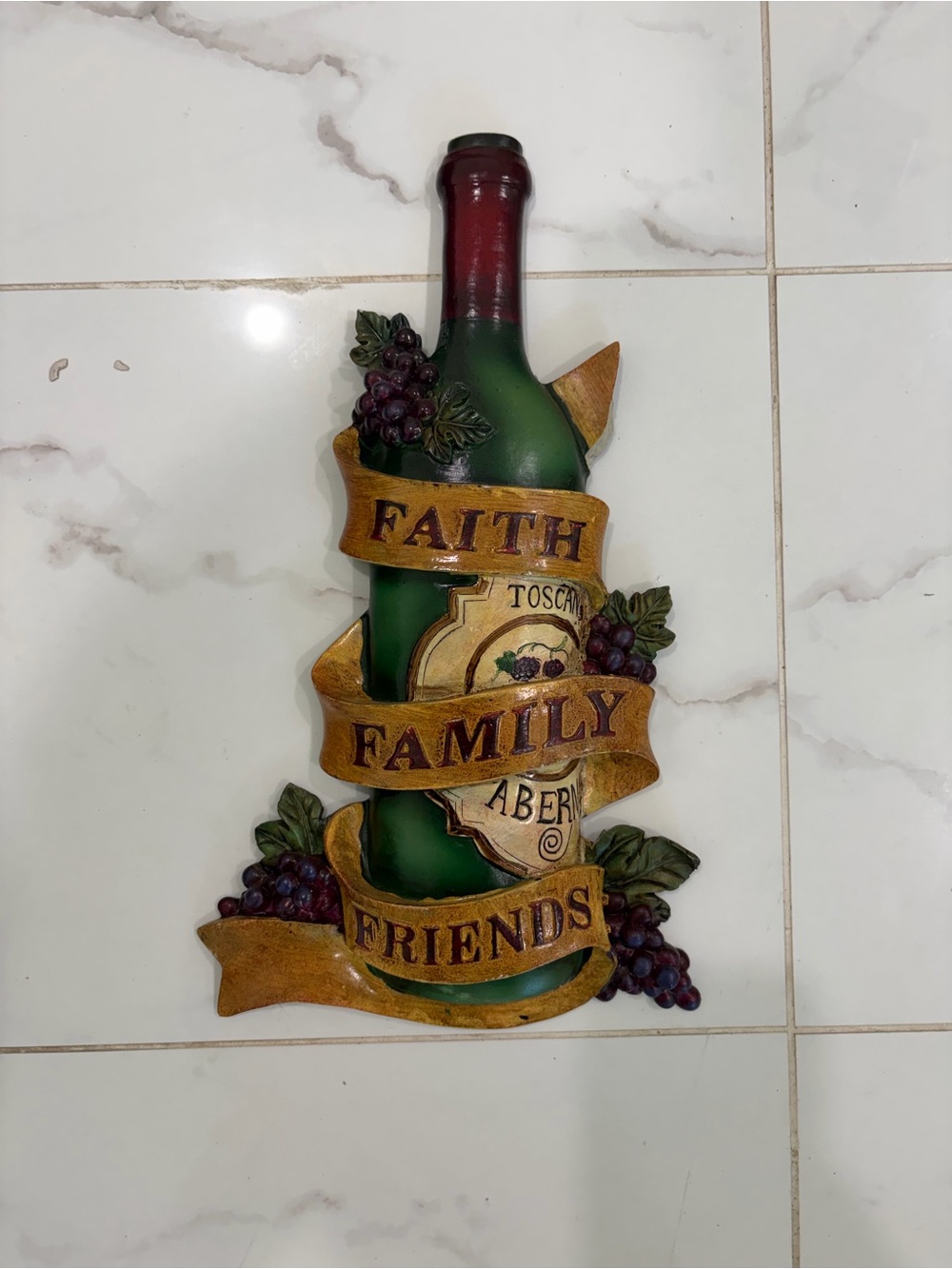 Wine Bottle Wall Decor - Faith Family Friends